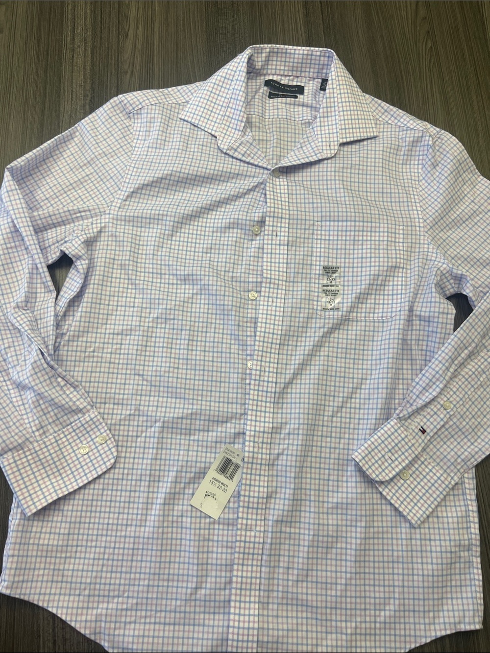 NWT Tommy Hilfiger TH Flex Men's Dress Shirt Plaid M / 15.5 32-33 Regular Fit